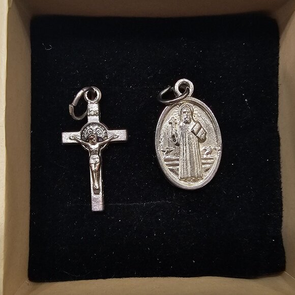 St Christopher & Cross Sterling Silver Pendants - Picture 1 of 1